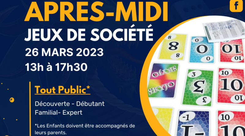 Affiche Après-midi jeu de société du 26 mars 2023